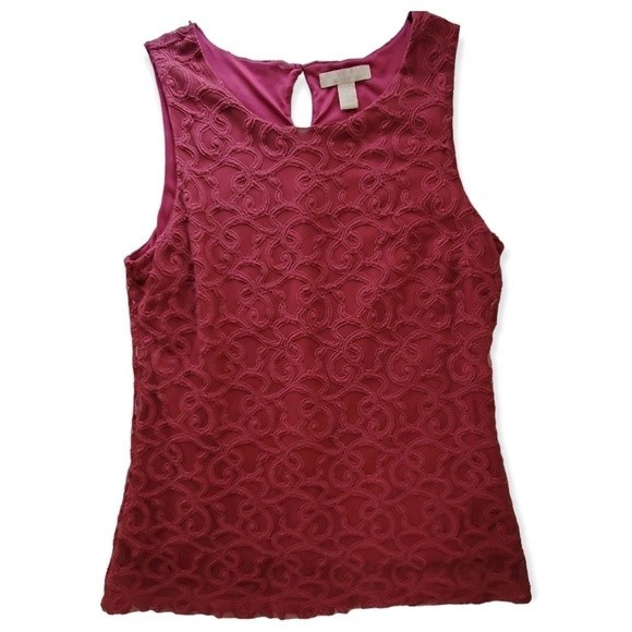 Banana Republic Tops - Banana Republic Lace Tank Red Burgundy Women Size Large